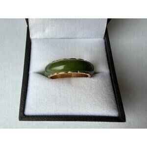 14k Solid Yellow Gold Eternity Jade Band New Never Worn
